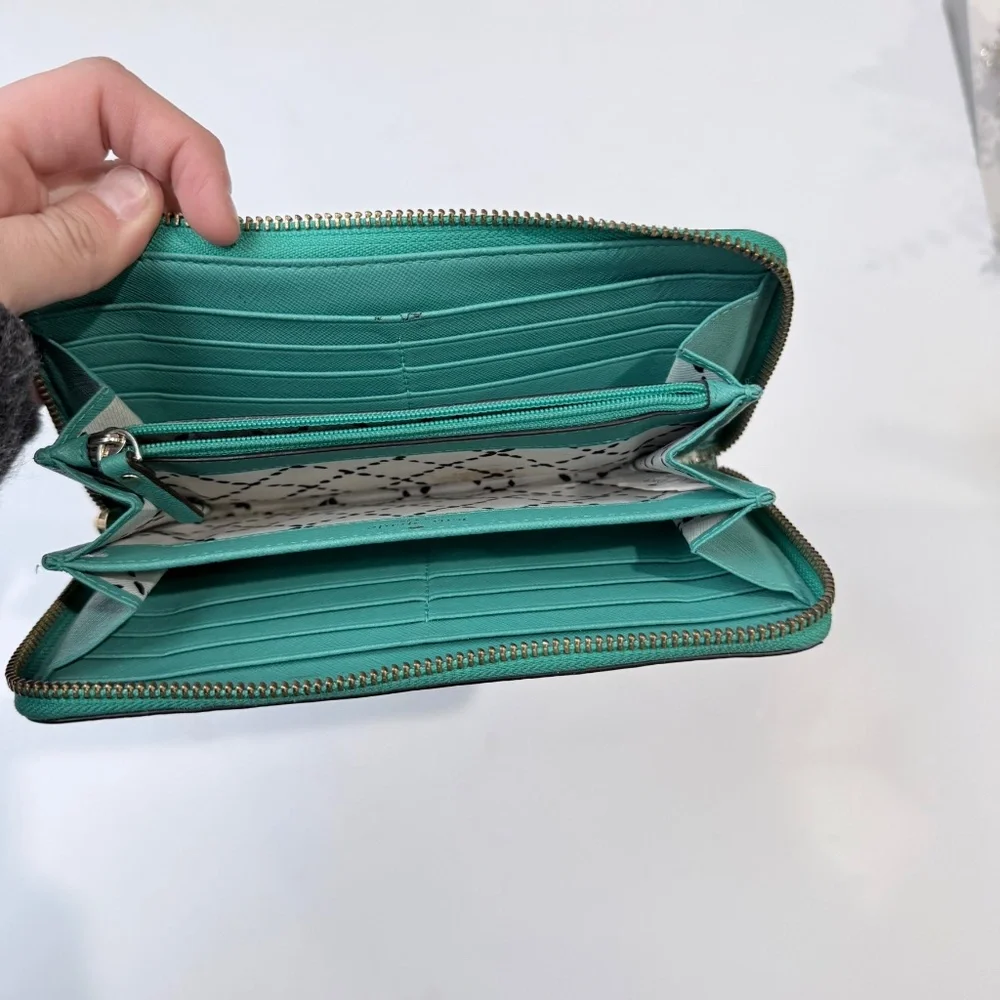 KATE SPADE Green Saffiano Leather 4.5x8